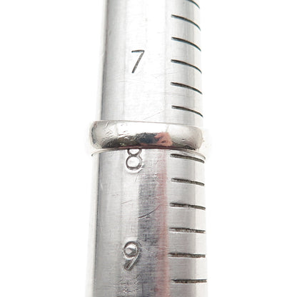 925 Sterling Silver Vintage Modernist Ribbed Oxidized Ring Size 8