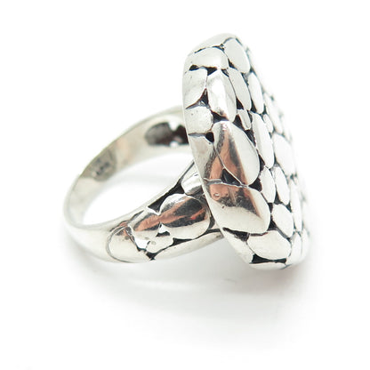 925 Sterling Silver Vintage Pebble Wide Ring Size 7