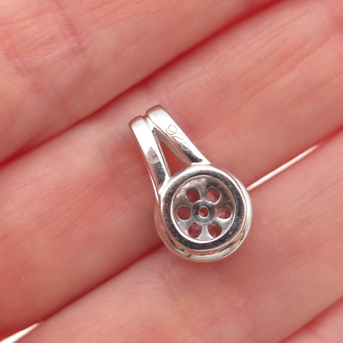 925 Sterling Silver Round-Cut C Z Mini Slide Charm Pendant