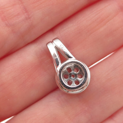 925 Sterling Silver Round-Cut C Z Mini Slide Charm Pendant