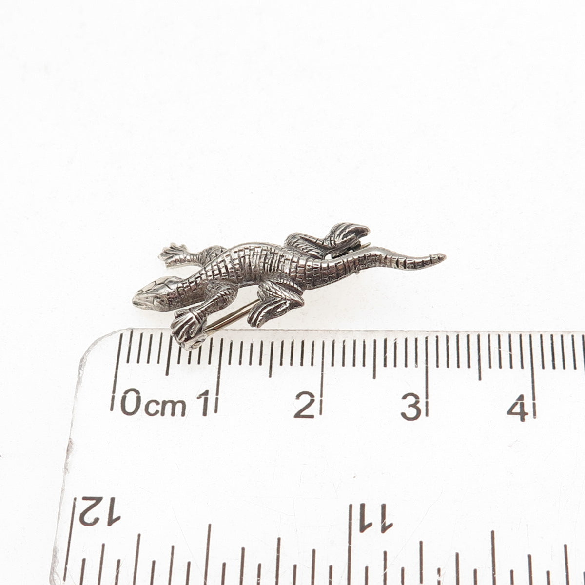 925 Sterling Silver Antique Art Deco Lizard Oxidized Pin Brooch