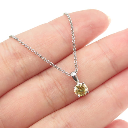 925 Sterling Silver Round-Cut Canary C Z Cable Chain Necklace 18-20"