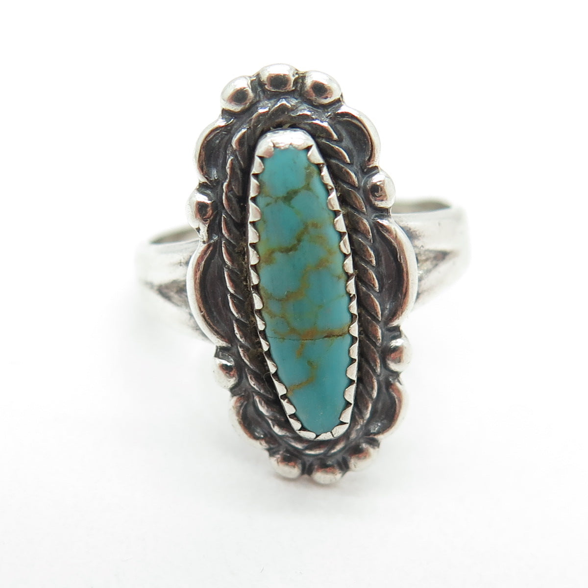 BELL TRADING POST Old Pawn 925 Sterling Silver Vintage Turquoise Ring Size 5.25