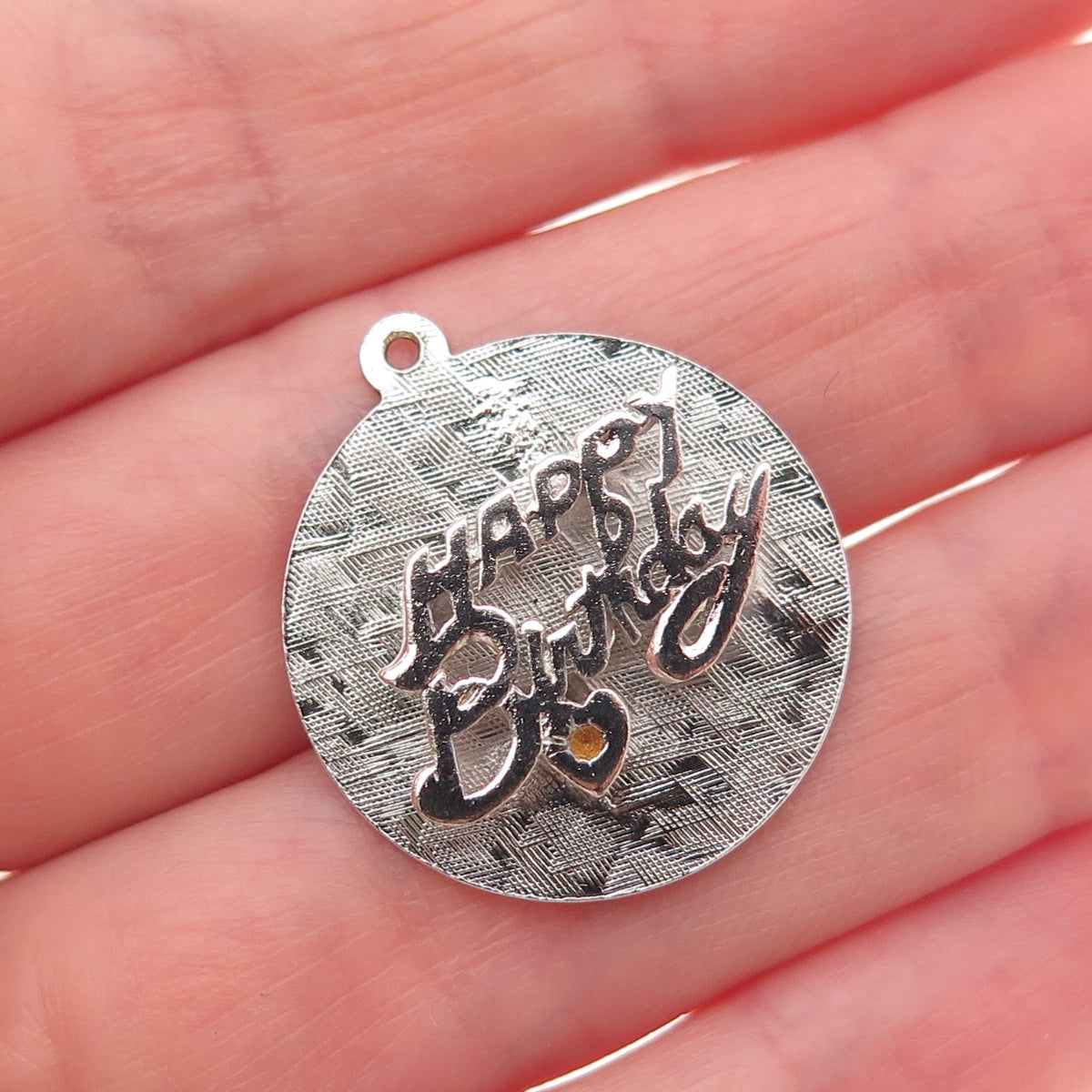 925 Sterling Silver Vintage Happy Birthday Charm Pendant