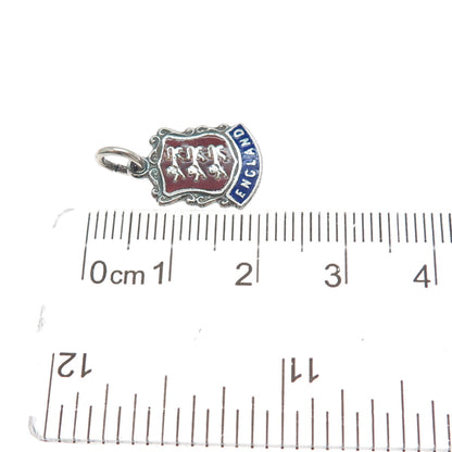 AMY SANDHEIM 925 Sterling Vintage 1961 Enamel England Coat of Arms Mini Pendant