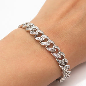 925 Sterling Silver C Z Cuban Link Bracelet 7.75"