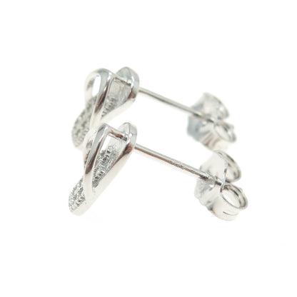 925 Sterling Silver Round-Cut Shaped C Z Flip-Flop Stud Earrings