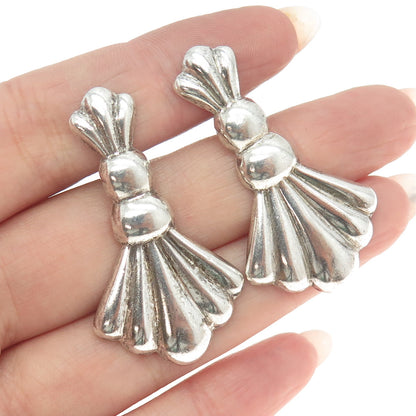 925 Sterling Silver Vintage Puffy Tassel Earrings