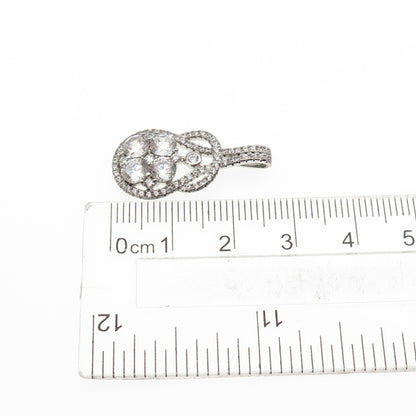 925 Sterling Silver Round-Cut C Z Knot Teardrop Charm Pendant