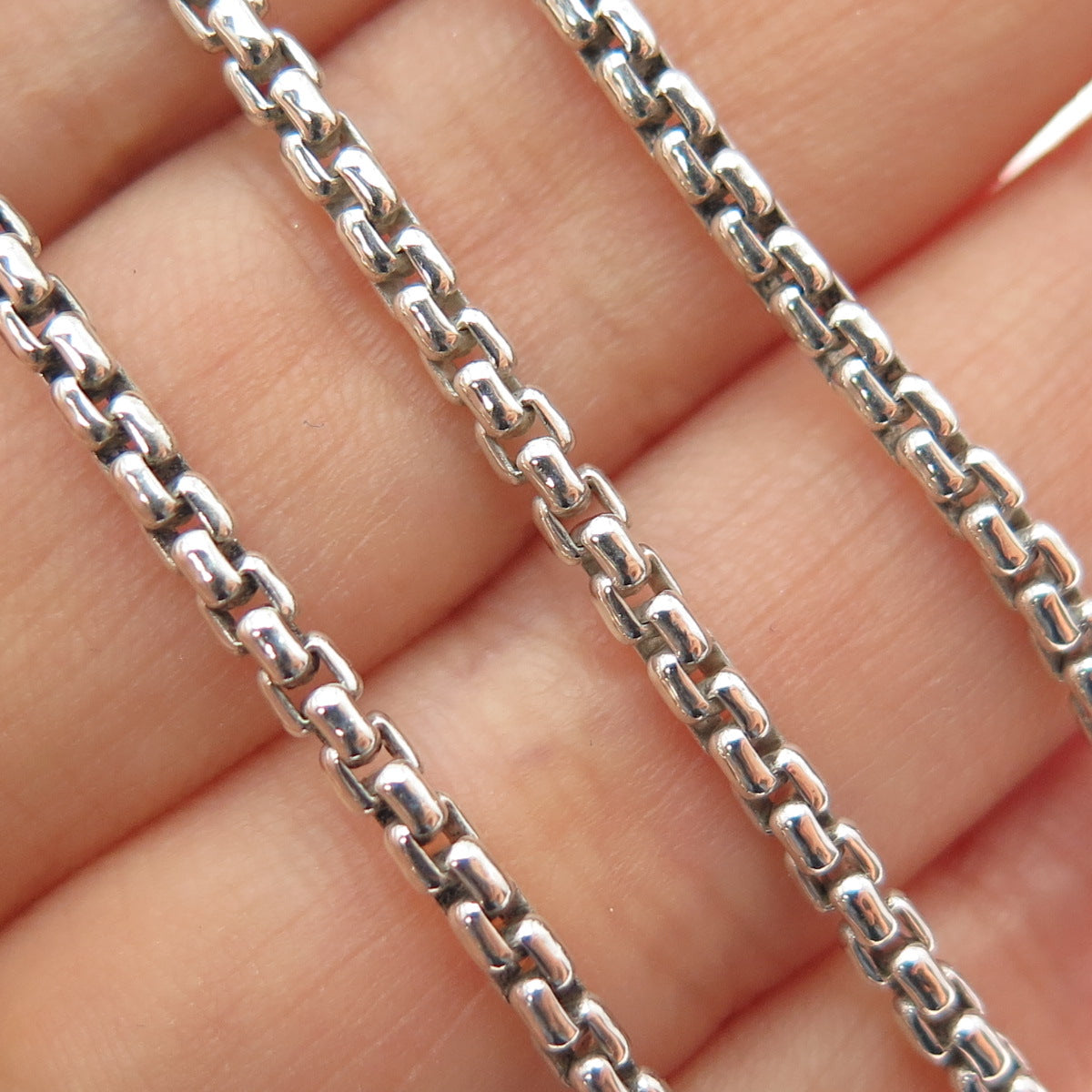 DAVID YURMAN 925 Sterling Silver 2-Tone Round Box Chain Necklace 22"