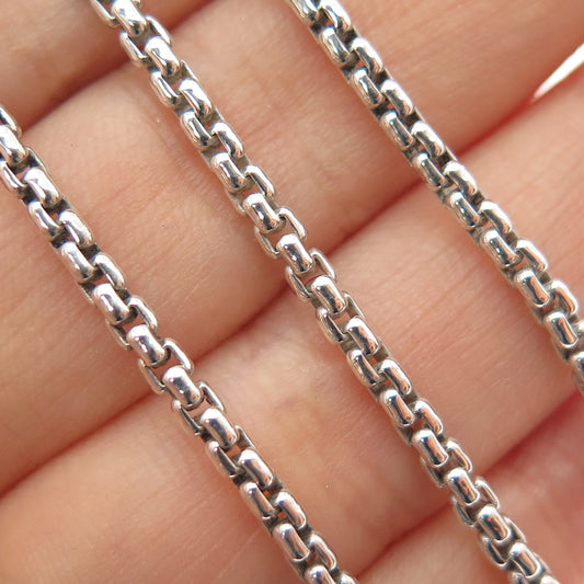 DAVID YURMAN 925 Sterling Silver 2-Tone Round Box Chain Necklace 22"