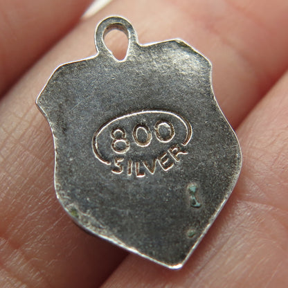 800 Silver Vintage Enamel Italy Minimalist Charm Pendant