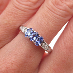Chuck Clemency 925 Sterling Silver Real Tanzanite & White Topaz Ring Size 8.25