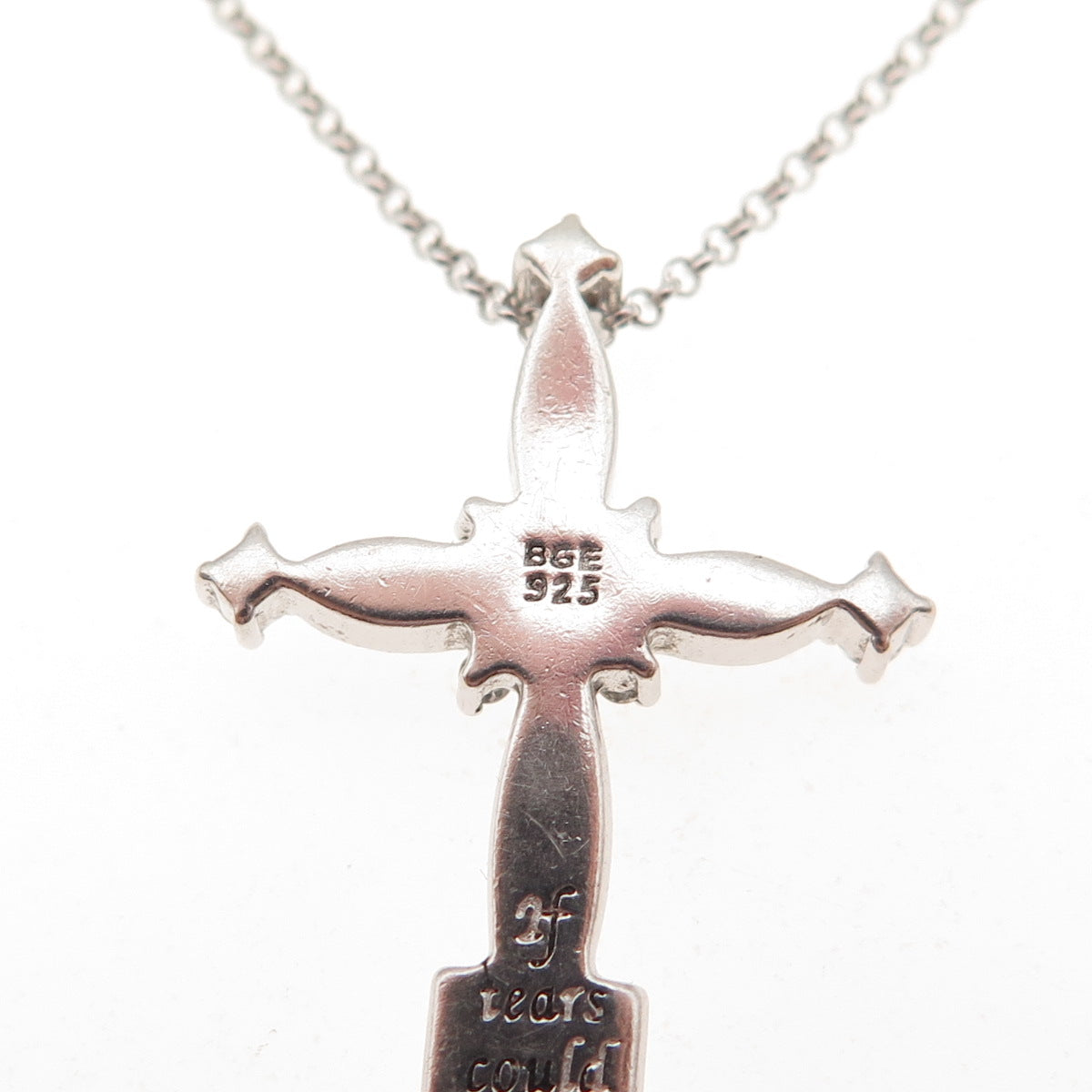 Bradford Sterling Silver C Z If Tears Could Build A Stairway Cross Necklace 18"