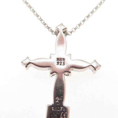 Bradford Sterling Silver C Z If Tears Could Build A Stairway Cross Necklace 18"