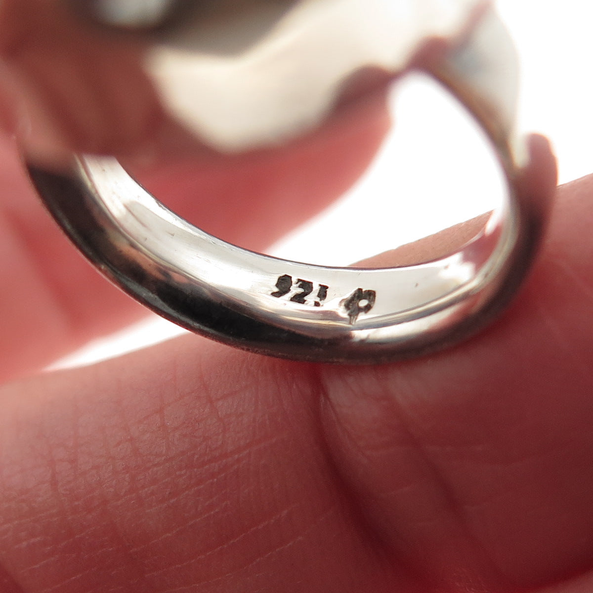 925 Sterling Silver Vintage Clear Crystal Modernist Crown Ring Size 5.25