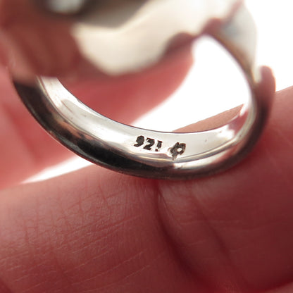 925 Sterling Silver Vintage Clear Crystal Modernist Crown Ring Size 5.25
