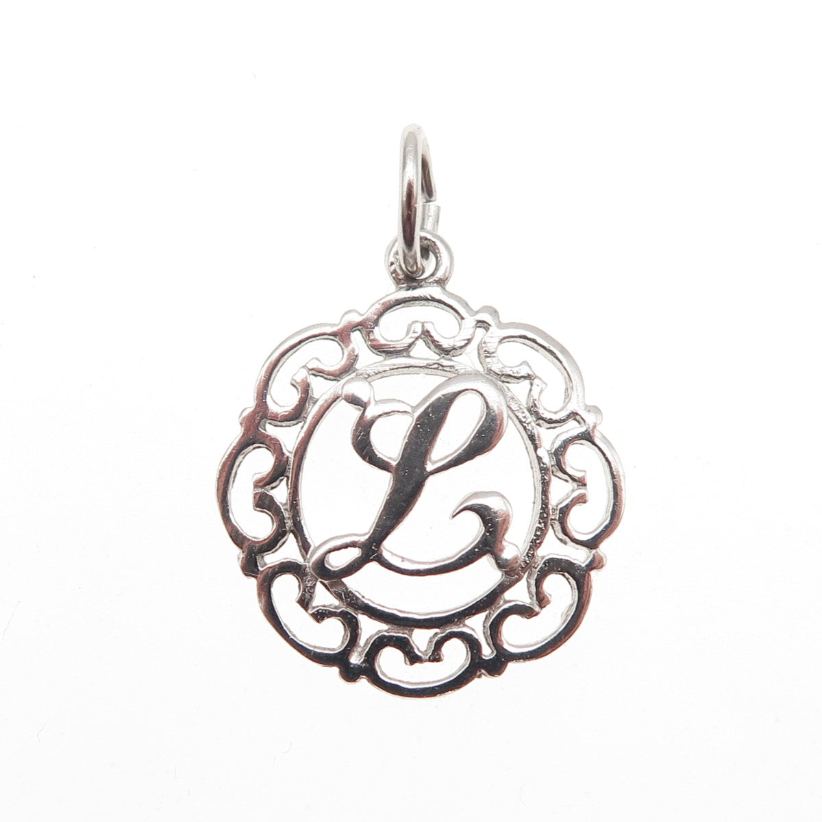 925 Sterling Silver Vintage Letter L Initial Ornate Charm Pendant