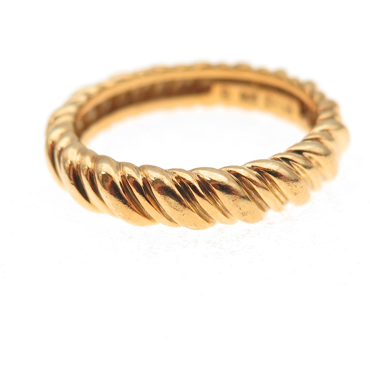 Ross Simons 925 Sterling Silver Gold Plated Ribbed Band Ring Size 8