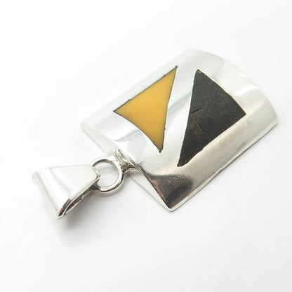 925 Sterling Silver Vintage Real Scottish Amber & Wood Pendant
