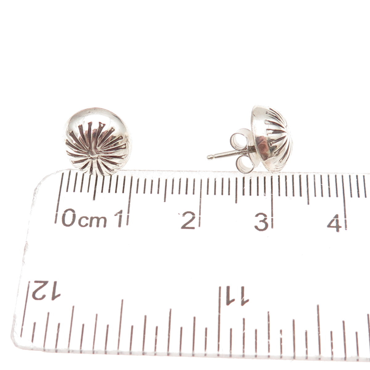 Old Pawn 925 Sterling Silver Vintage Southwestern Concho Tribal Stud Earrings
