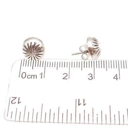 Old Pawn 925 Sterling Silver Vintage Southwestern Concho Tribal Stud Earrings