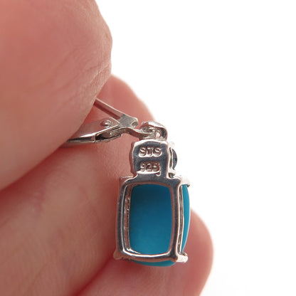 Chuck Clemency 925 Sterling Silver Real Turquoise & Blue Topaz Dangle Earrings