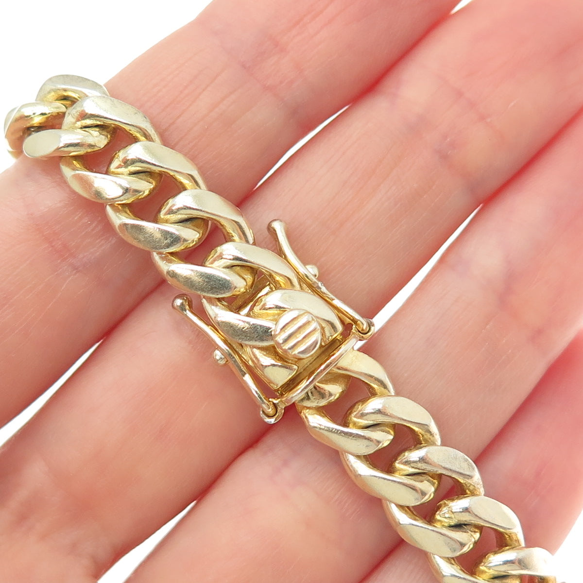 925 Sterling Silver Gold Plated Cuban Link Bracelet 8.75"