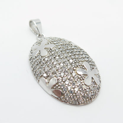 925 Sterling Silver C Z Oval Pendant