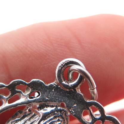 925 Sterling Silver Vintage Mermaid Ornate Charm Pendant