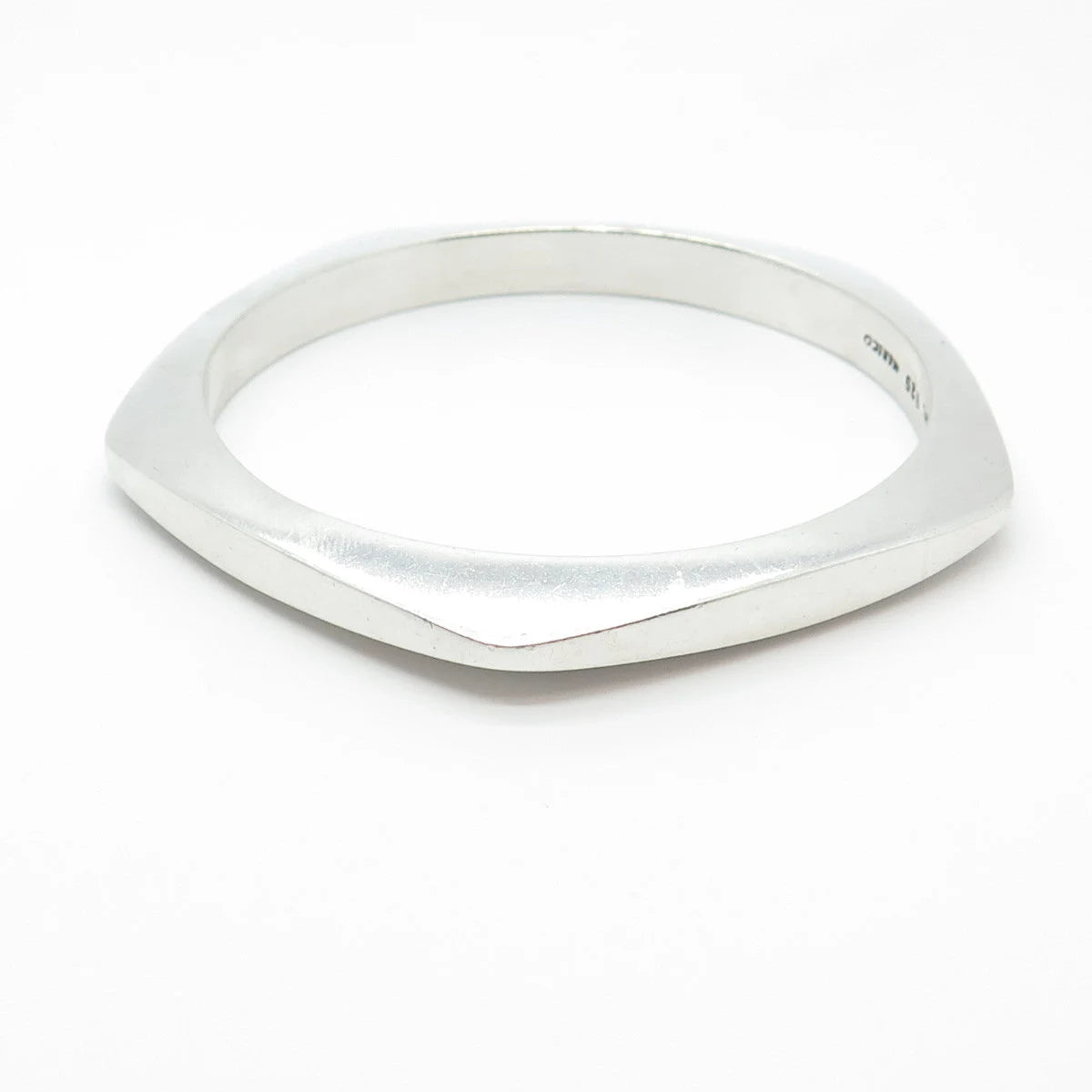 925 Sterling Silver Vintage Mexico Modernist Bangle Bracelet 8"