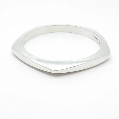 925 Sterling Silver Vintage Mexico Modernist Bangle Bracelet 8"