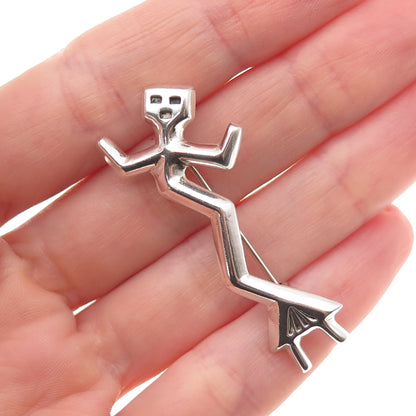 Felix Joe Navajo Old Pawn 925 Sterling Silver Vintage Kachina Doll Pin Brooch