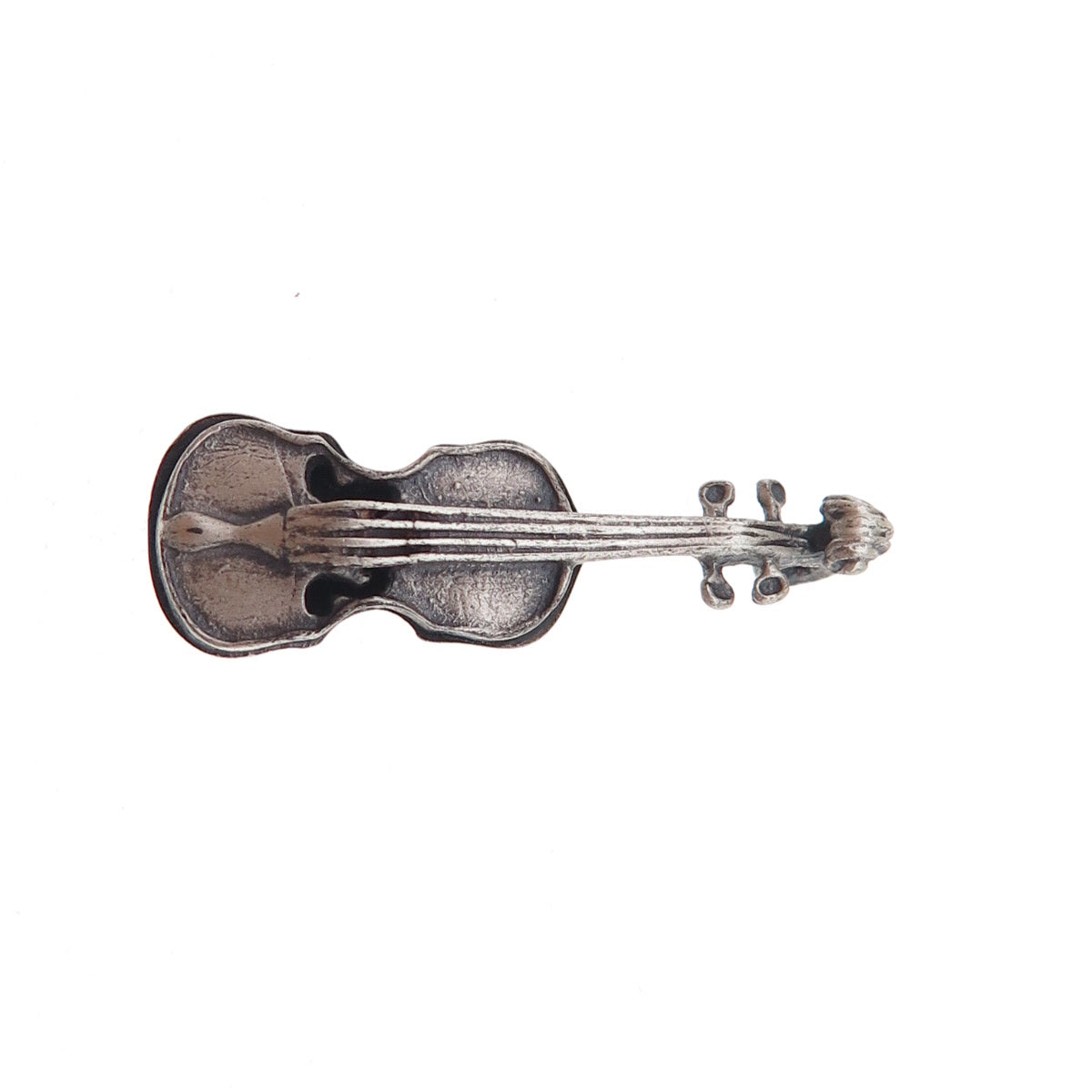 Beau 925 Sterling Silver Vintage Violin Oxidized 3D Charm Pendant