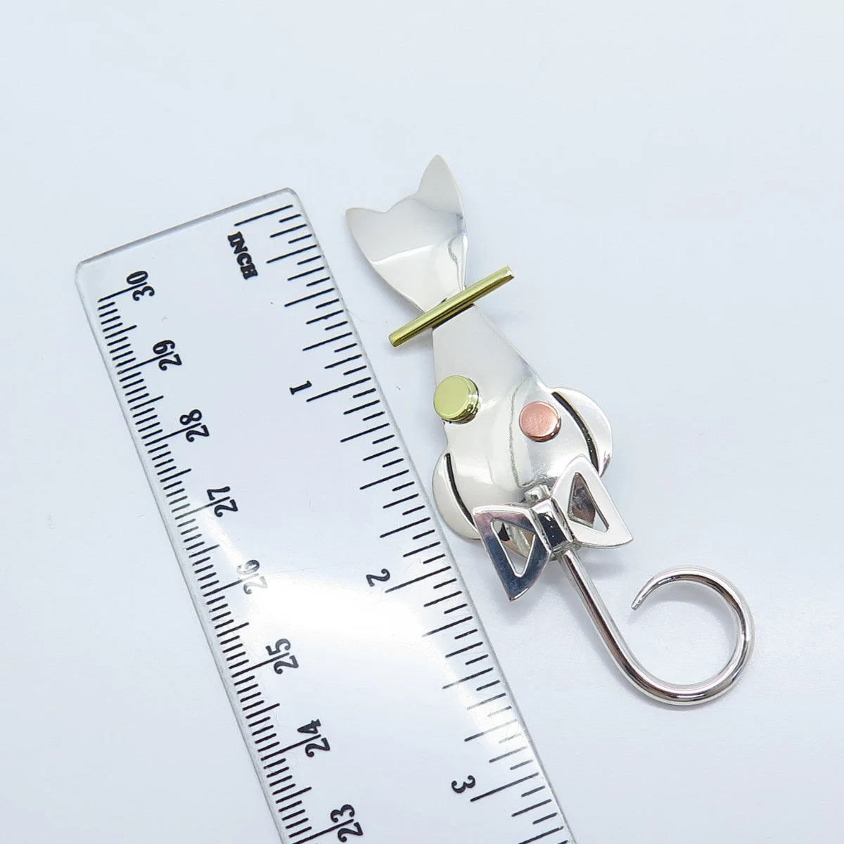 925 Sterling Silver 3-Tone Vintage Mexico Cat Pin Brooch