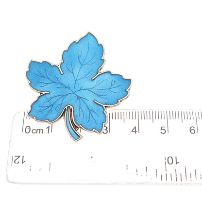 Meka 925 Sterling Silver Gold Plated Vintage Denmark Enamel Floral Pin Brooch