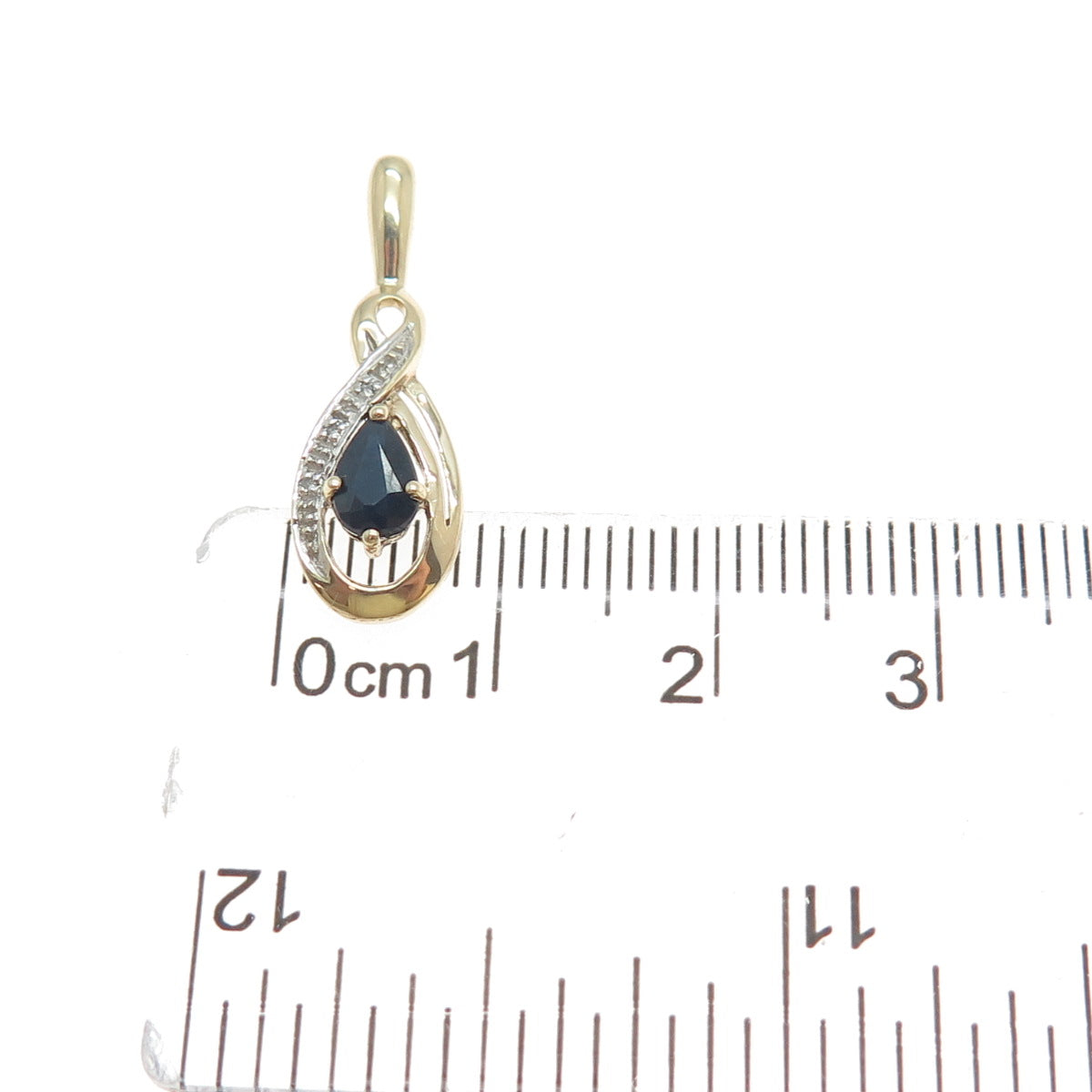 925 Sterling Silver Gold Plated Real Diamond & Sapphire Minimalist Charm Pendant