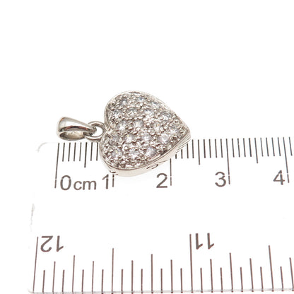 925 Sterling Silver Round-Cut C Z Sparkle Heart Charm Pendant