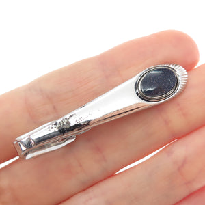 SPEIDEL 925 Sterling Silver Vintage Real Blue Goldstone Tie Clip