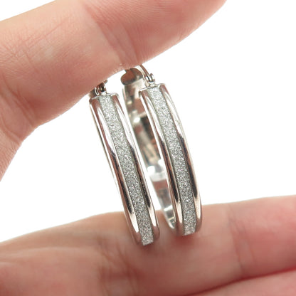 925 Sterling Silver Diamond-Illusion Hoop Earrings