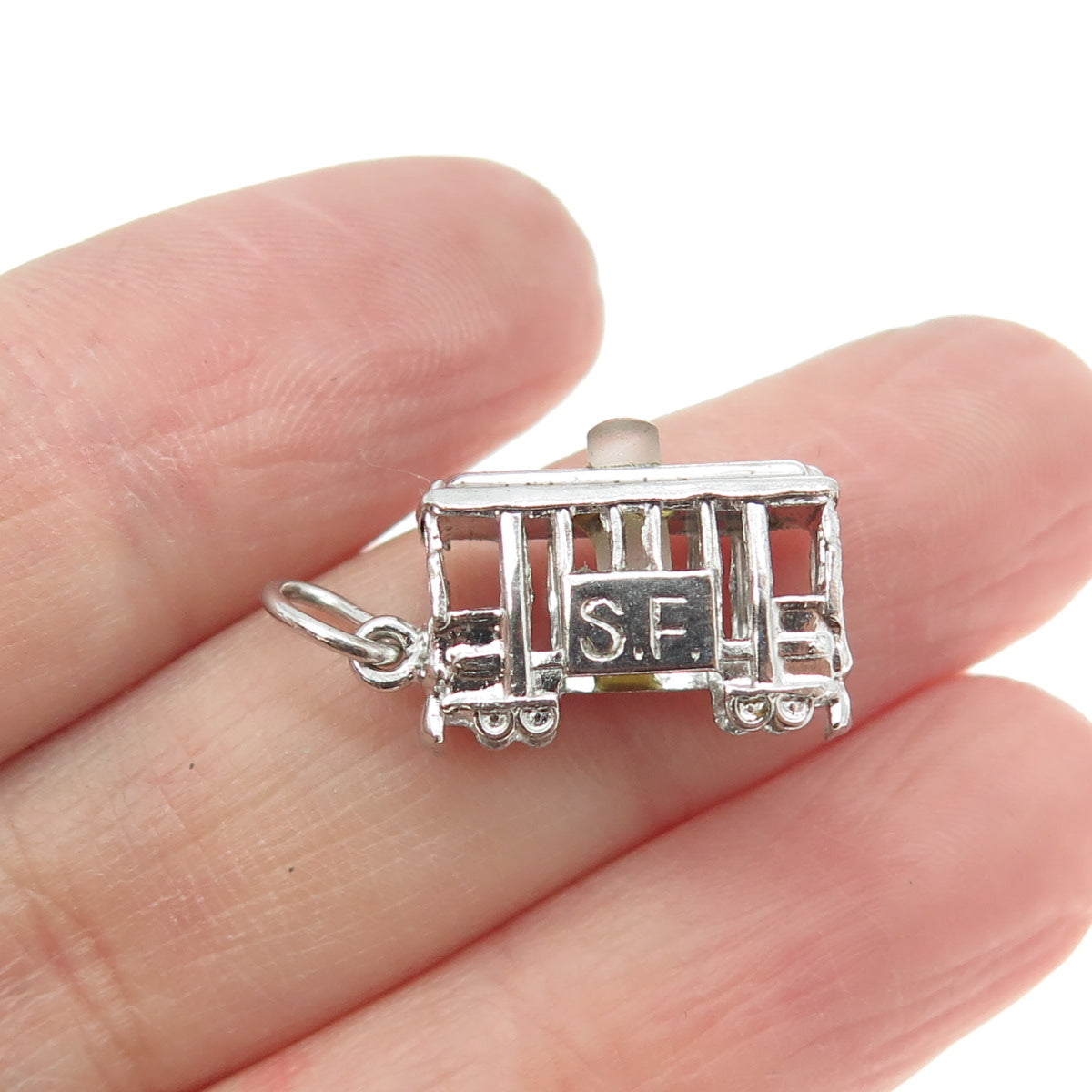 925 Sterling Silver Antique Art Deco San Francisco Cable Car Charm Pendant