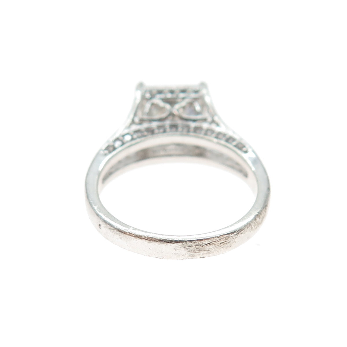 BGE BRADFORD Sterling Silver Princess & Round-Cut C Z Engagement Ring Size 6.25