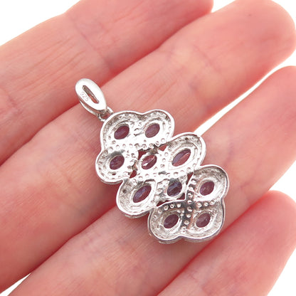 925 Sterling Silver Real Oval-Cut Tanzanite Cluster Charm Pendant