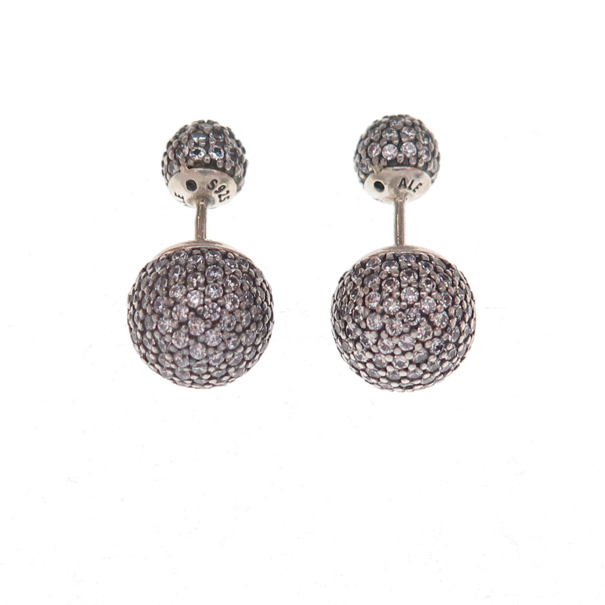 Pandora 925 Sterling Silver Round-Cut C Z Ball Stud Earrings