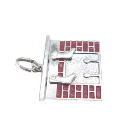 WELLS Sterling Silver Vintage Enamel Merry Christmas Minimalist Charm Pendant