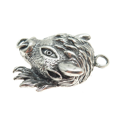 925 Sterling Silver Vintage Bull's Head Oxidized Pendant
