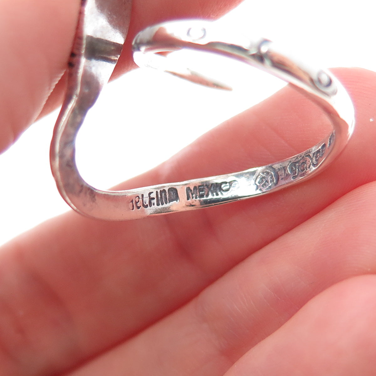 DELFINO Sterling Silver Vintage Mexico Snake Oxidized Adjustable Ring Size 7.75