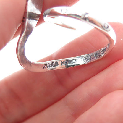 DELFINO Sterling Silver Vintage Mexico Snake Oxidized Adjustable Ring Size 7.75