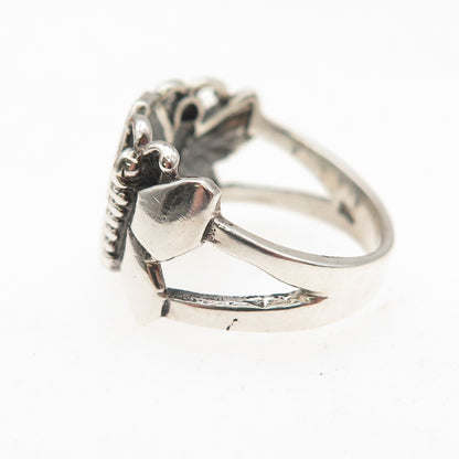925 Sterling Silver Vintage Butterfly Oxidized Ring Size 6