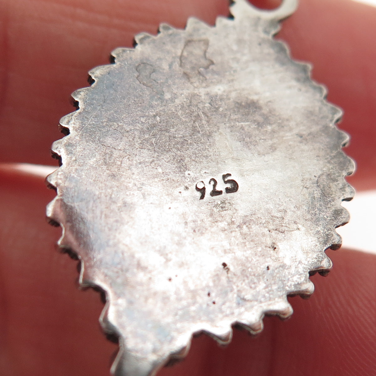 925 Sterling Silver Vintage Real Amber Granulated Charm Pendant